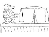 Egyptian god Thoth with the Balances of the Dead.